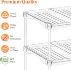 Lifewit Stackable Bottle Storage Organizer, Clear Freestanding Wine Holder for Cabinet, Large Slot Water Bottle Tumbler Cup Organizer for Pantry, Plastic Wine Rack for Fridge Cellar, 3Tier Hold 9