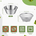 Baderke 2 Pcs Mini Colander & Food Strainer 304 Stainless Steel Small Mixing Colanders Bowl Rice Strainer for Kitchen Cooking Fruit Washing Vegetable(5.51 x 2.36 Inches,Silvery)