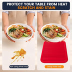 Silicone Trivet Mats 4 Heat Resistant Pot Holders Multipurpose Non-Slip Hot Pads for Kitchen Potholders, Drying mat, Jar Opener, Spoon Holder, Coaster.(Crimson red)
