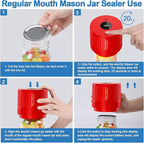 LOVE MOMENT Electric Mason Jar Vacuum Sealer Kit for Wide Mouth and Regular Mouth Mason Jar - Red