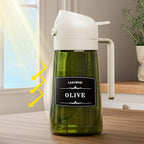 LAKUMIQI 2 in 1 Oil Sprayer for Cooking, 16oz Olive Oil Dispenser Bottle for Kitchen, Food Grade Light-Blocking Leak Proof Glass Spray Bottle for Salad, Air Fryer, BBQ