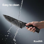 Knife Set, 6 Pieces Kitchen Knives Set with Anti-Rust Coating & Ergonomic Handles, Lightweight, Dishwasher Safe stainless steel Knife, Gift for Kitchen Enthusiasts, Family Chef(Bend)
