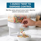 Zevro Compact Dry Food Dispenser, Single Control, White/Chrome