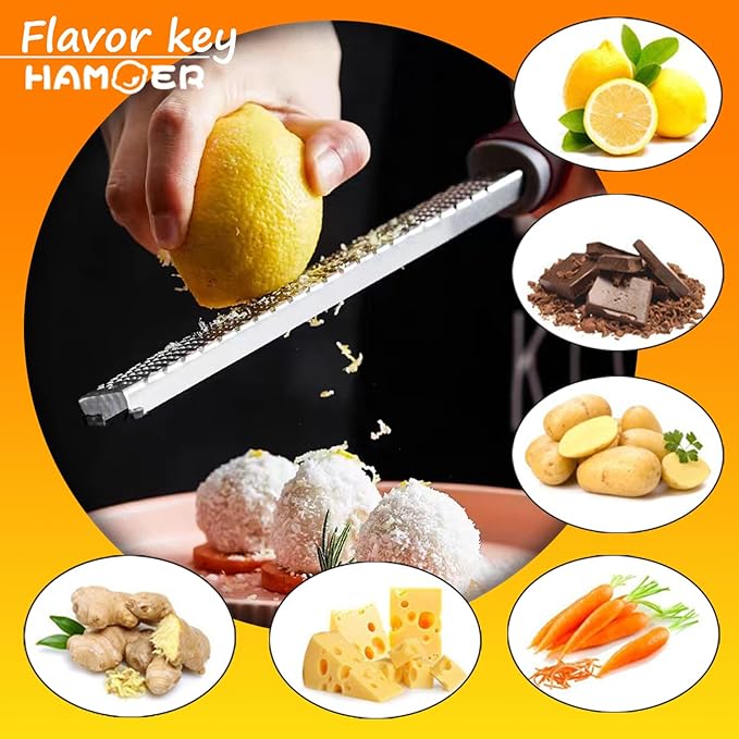 Grater Citrus Orange Lime Lemon Slicer with Channel Knife Stainless steel with non-slip rubber handle 2-pcs multi-tool set