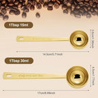 4 Pcs Coffee Scoop, Gold Stainless Steel Coffee Spoons Set, 2 Pack 1 tablespoon (15ml) and 2Pack 1 tablespoons (30ml) Spoon, Gold Tablespoon Measure Spoon for Coffee, Milk Powder, Fruit Powder