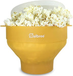 The Original Salbree Collapsible Silicone Microwave Popcorn Popper Maker Machine, Microwavable Bowl Holds 16 Cups, Uses Hot Air and Oil Always Optional - The Most Colors Available (Yellow)