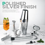 Homestia Boston Shaker Set Mixology Bartender Kits Bar Tool Set, Stainless Steel Martini Shaker Set, 12 Pcs Cocktail Bartending Kits Barware Bartender Sets for Home Bar Party, (Silver)