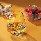 Large Stemless Wine Glasses – Set of 2-14oz Luxury Hand Blown Confetti Margaritas, Martini, Cocktails, Water, Wine, Dessert & Champagne Glasses Cinco de Mayo, Hand Blown - Mexican Confetti Glass