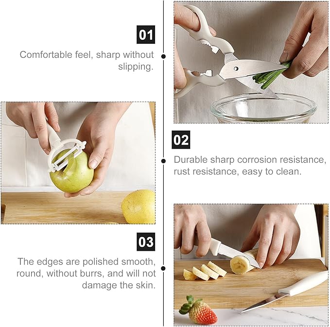 Fruit Peeling Cutter and Paring Knife Set, 5pcs Kitchen Small Tool Kit with Melon Peeler and Gadget Storage Box, Plastic Handle Fruit Cutting Tools for Home Cooking