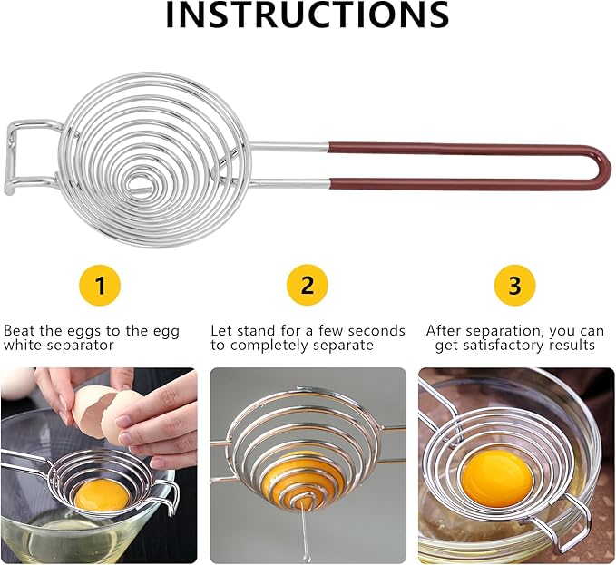 NileHome Egg Separator Egg Yolk White Separator Stainless Steel Egg White Yolk Sifting Filter Egg Divider Kitchen Tool for Baking Cake, Kitchen Gadget Cooking/Baker Tool