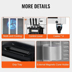VEVOR 1850W Commercial Soft Ice Cream Machine 3 Flavors 5.5 to 8.2Gallon per Hour PreCooling at Night Auto Clean LCDPanel for Restaurants Snack Bar, Sliver