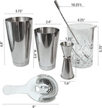 Lily's Home 6-Piece Boston Cocktail Shaker Set: Boston Shaker Cocktail Set,Mixing Glass, Mixing Spoon,Dual Sided Jigger and Stainer,for Home Mixology,Cocktail Lovers & Beginner