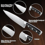 Marco Almond® Kitchen Knife Set with Block KYA31,14 Pieces Japanese Stainless Steel Cutlery Knives Block Set for Kitchen with Built-in Sharpener