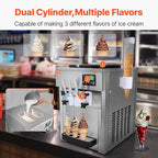 VEVOR Commercial Ice Cream Machine, 21 QT/H Soft Serve Ice Cream Maker with LCD Panel Auto Clean 3-Flavor Pre-cooling for Restaurant Snack Bar