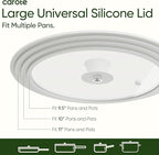 CAROTE 2 PCS Universal Silicone Lid for Pots, Pans and Skillets, Pot Lid fit 6", 7" 8" & 9.5", 10", 11" Diameter Cookware, Pan Cover With Heat Resistant Silicone Rim and Tempered Glass, White