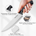 Knife Set, 6-Piece Kitchen Knife Set, German High Carbon Stainless Steel, Durable & Easy Clean Knife Block, Black