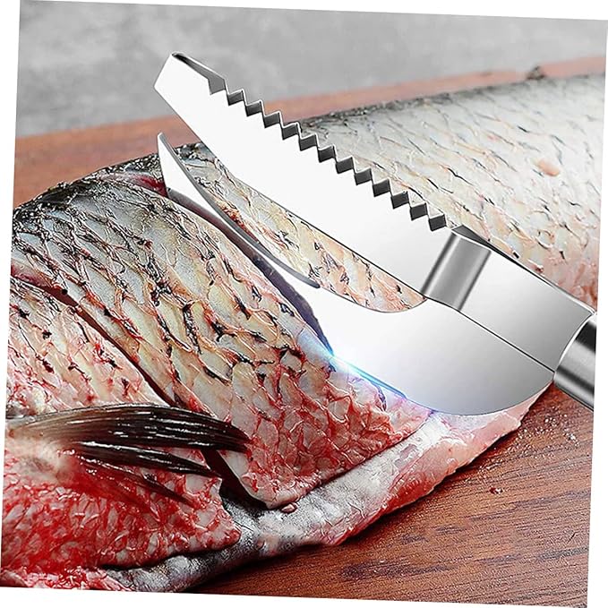 2pcs Fish Remover Set Stainless Steel Handle Multi-Use Fish Scaler and Belly Opener Tool for Kitchen Reusable Gadget