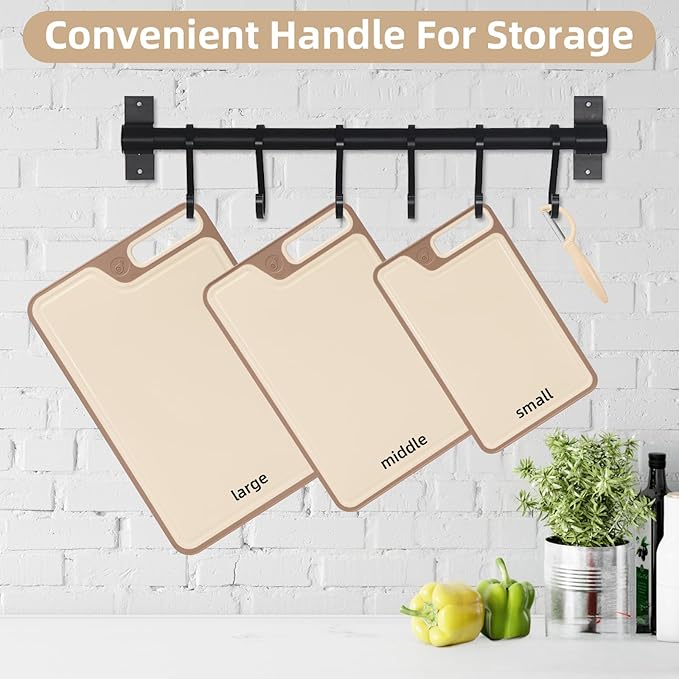 4 Piece Plastic Cutting Board Set for Kitchen Dishwasher Safe,Food Safety, Non-Slip Design, Ideal for Meat and Vegetable Prep