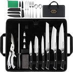 MOSFiATA Chef Knife Sets with Carry case Bag, 19 Pieces Professional Knife Set with Knife Sharpening Rod, High Carbon Stainless Steel Kitchen Chef Knives Set，Dishwasher Safe, For Outdoor