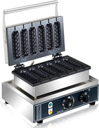 Commercial Corn Dog Waffle Maker,1600W Lolly Stick Waffle Maker,6 Slice Non-Stick,Stainless Steel Corn Hot Dog Waffle Iron with Temp and Time Control, for Restaurant Bakery Snack Bar Family.