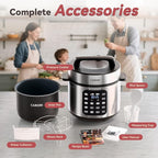 Electric Pressure Cooker 6 Qt, 9 Functions Programmable Instant Pot with IMD Touchscreen, Rice Cook, Slow Cook, Steam, Sauté, Warm, 16+ Safety Features, 1000W Silver