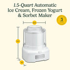 Cuisinart Ice Cream Maker, 1.5 Quart Double Insulated, Sorbet and Frozen Yogurt Maker, Ready in 20 Minutes, ICE-21P1, White