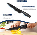Gourmetop Kitchen Knife Set with No Drilling Magnetic Strip for Kitchen Black Titanium Small Cooking Knives, Sharp Stainless Steel Chef Knife Set for Cutting Meat & Vegetable