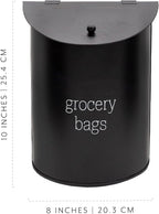 AuldHome Design Enamelware Grocery Bag Holder (Black); Wall-Mounted Modern Farmhouse Style Plastic Bag Dispenser for Kitchen or Laundry Room