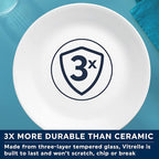 Corelle Dinnerware Set (12pc, Simple Sketch)-Dinner for 4 Includes x: Dinner Plates, Side & Bowls 3 X More Durable, Half The Space Weight of Ceramic up to 80% Recycled Glass, 1146920