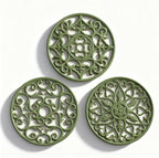 ME.FAN Trivets for Dishes/Pots/Pans, 3 Pcs Silicone Mats, Flexible/Durable/Non Slip Hot Pads to Protect Table and Counter Top (Olive Green)
