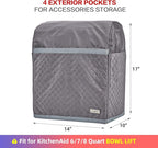 HOMEST Stand Mixer Quilted Dust Cover with Pockets Compatible with KitchenAid 6/7/8 Quart Bowl Lift, Grey (Patent Design)