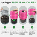 Mason Jar Vacuum Sealer Kit, Electric Sealer for Wide and Regular Mouth Mason Lids, Canning Vacuum Sealer Mason Jar, Automatic Vacuum Sealer Machine for Food Storage - Rose Red