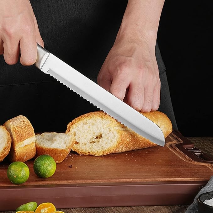 Pink Kitchen Knife Set, 9-Piece - Non-Stick, Sharp, High Carbon Stainless Steel Knives with Acrylic Block - Perfect for Meat Slicing, Chopping - Ideal Kitchen Gifts for Women