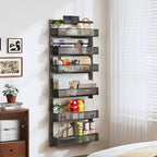 Pantry Door Organizers and Storage, 6-Tier Large Metal Heavy-Duty Frame Over the Door Spice Rack, 2 in 1 Wall-Mounted or Hanging shelf for Kitchen, Bathroom, Laundry Room, Bedroom, Closet &Nursery