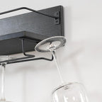 HOOBRO Wall Mounted Wine Rack 2 Pack, Wine Shelf Hanging Floating Wall Shelves, Wine Glass Bottle Rack Stemware Holder, for Living Room, Dining Room, Kitchen, Black BK28BJ01