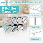 Stackable Water Bottle Organizer, Large Compartment Water Bottle Holder for Stanley 40 oz Tumbler, Kitchen Storage Organizer for Stanley Cup Accessories, Tumbler Organizer Wine Rack - Hold 8 Bottles