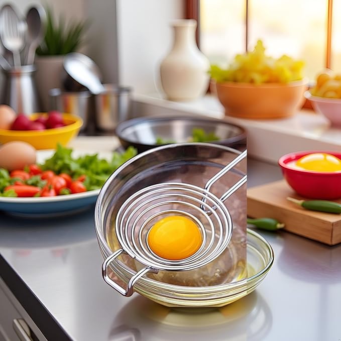 Silver Egg Separator, Yolk White Separator Tool, Food Grade Stainless Steel Egg Divider Egg Sieve Egg Extractor, Kitchen Gadget Cooking Baking Tool, Dishwasher Safe Specialty Tools
