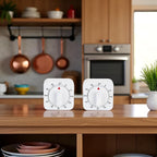 2Pcs White Timer Clock Square 60-Minute Mechanical Kitchen Timer Wind up Visual Cooking Clock with Loud Alarm No Batteries Required Ideal for Cooking Baking and Kitchen Thermometers and Timers