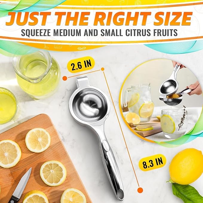Stainless Steel Lemon Squeezer – Lemon Juicer Squeezer Manual Citrus Juicer | Dishwasher Safe Citrus Press | Corrosion-Resistant | Effortless Maximum Juice Extraction for Lemons, Limes, Oranges & More
