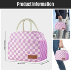 douyadady Lunch Bag Women/Men Lunch Box Women/Men (Purple+Pink Checkerboard)