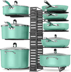 ORDORA Pots and Pans Organizer under Cabinet, 8 Tier Pot Organizers Rack Expandable 11.65" to 19.02" Height with 3 DIY Methods, Adjustable Pan Organizer inside Cabinet Kitchen Storage Organization