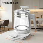 1200w Electric Kettle, 1.5L Borosilicate Glass tea kettle, Hot water kettle electric for Coffee or Tea, BPA Free, Auto Shut-Off, Stainless Steel, Fast Boil, White