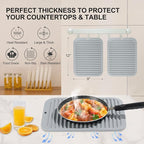 9"x12" Large Silicone Trivets for Hot Pots and Pans, Hot Dishes, 2 Heat Resistant Non Slip Mats for Countertop Table, Silicone Pot Holders Hot Pads for Kitchen, Food Grade & BPA Free, Gray