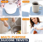 Silicone Trivet Mats 4 Heat Resistant Pot Holders Multipurpose Non-Slip Hot Pads for Kitchen Potholders, Drying mat, Jar Opener, Spoon Holder, Coaster.(Bamboo Moon)