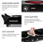 Hot Plate, Techwood 1800W Double Infrared Ceramic Electric Stove for Cooking, Dual Control Cooktop Burners, Portable Anti-scald Handles Suitable for RV/Home/Camp, Compatible for All Cookwares