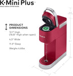 Keurig K-Mini Plus Maker Single Serve K-Cup Pod Coffee Brewer, Comes with 6 to 12 Oz. Brew Size, Storage, and Travel Mug Friendly, Cardinal Red (Renewed)