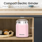 Hermolante Herb and Spice Grinder, 200W Electric With Stainless Steel Blade, Cleaning Brush - Compact Size 5.11in (Pink)
