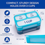 Small Snack Containers for Kids Toddlers - 3 Compartments (Set of 2) - Leak-Proof Reusable Boxes with Lids -BPA-Free Plastic Mini Bento Lunch Box - Ideal for School, Daycare, Holds 2 Cups (Navy+Blue)