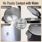 Mecity Electric Kettle 1.7L Touch Screen Temperature Control Water Boiler, No Plastic Contact with Water. 6 Preset Temperature Programs, 2 Hours Keep Warm, Auto Shut Off, Dark Grey