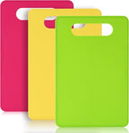 Luckyiren Plastic Cutting Board Set, 3 Pack Small Chopping Boards for Kitchen, BPA-Free, Dishwasher Safe, Color Coded Boards Pads for Meat Vegetable Fruit, Easy Grip Handle, Non-Slip, Space Saving